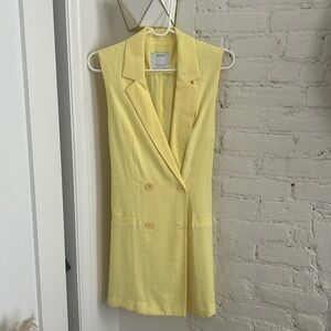 Bershka | Double-Breasted Tunic Vest with Tie | Yellow | Small